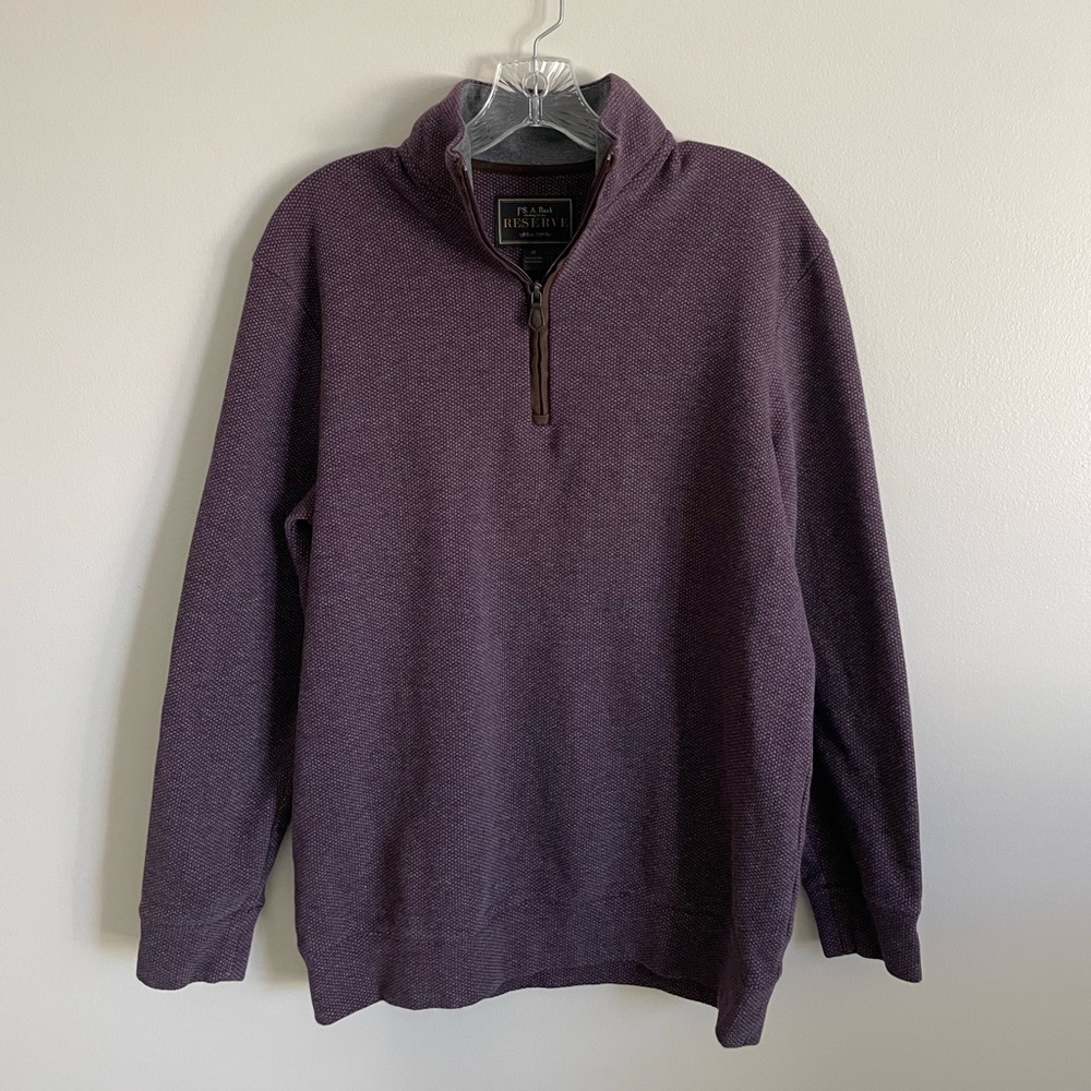 Men's Purple 100% Cotton Quarter-Zip Sweater